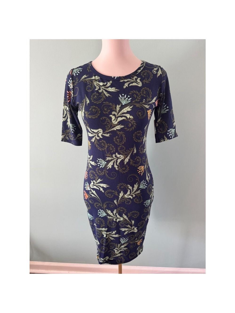 Women's LuLaRoe Julia Dress XS Blue Floral Print